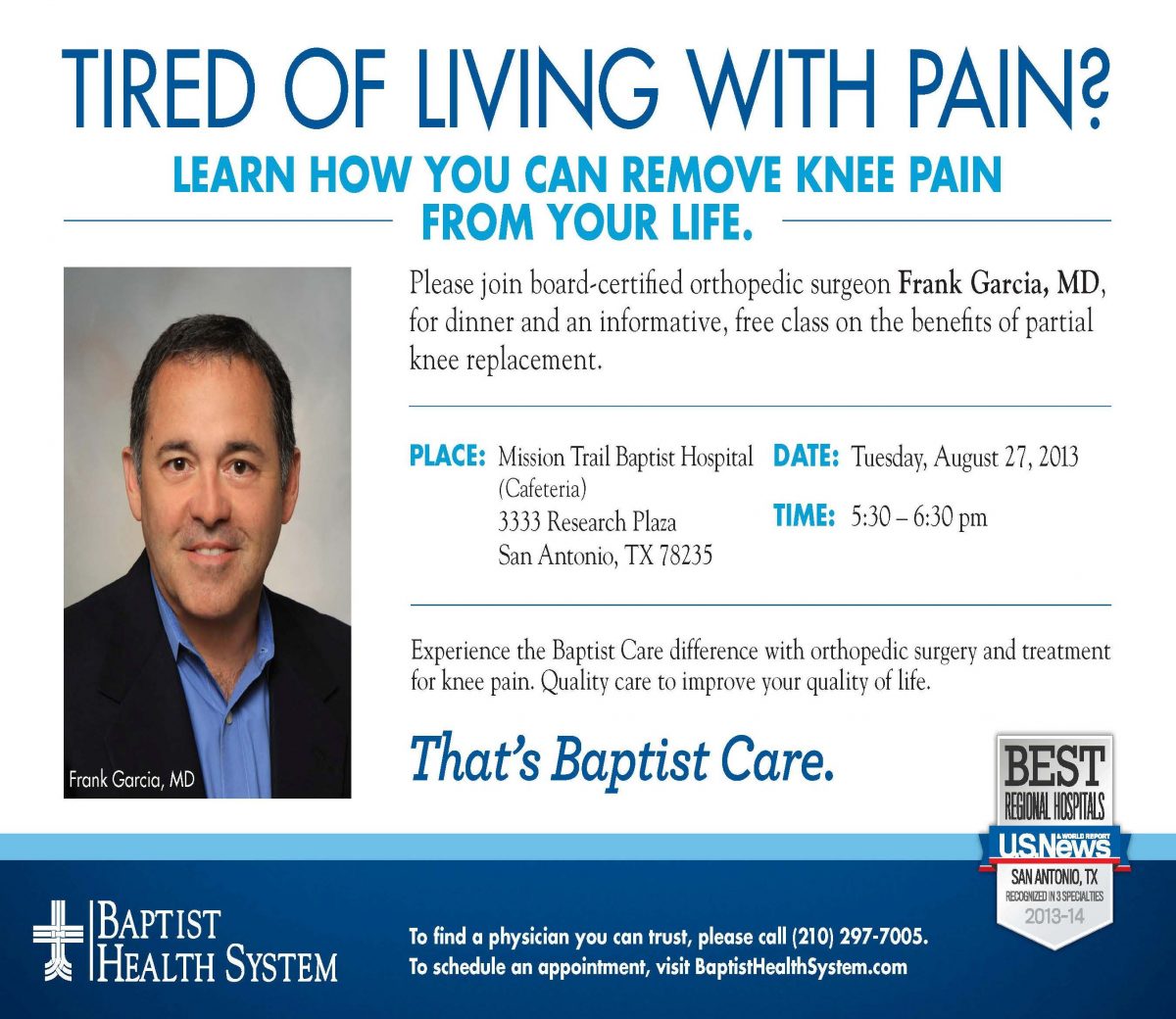 Learn and Dine with Dr. Frank Garcia on Tuesday, August 27th
